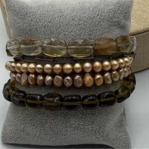Retired SILPADA 925 Gemstone Pearl Beaded Multi Strand Bracelet